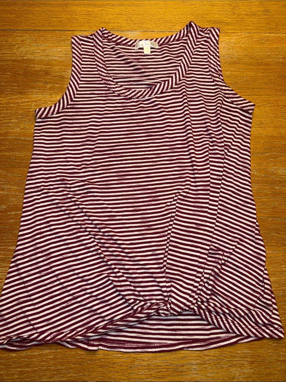 nine britton Maroon and White Striped Sleeveless Tank